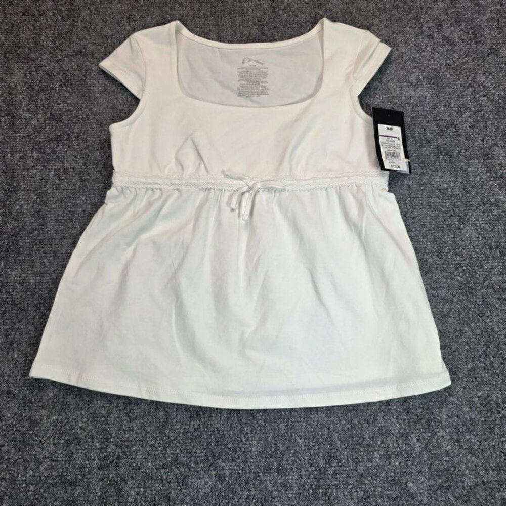 Girls White Square Neck Babydoll Top Size 8
